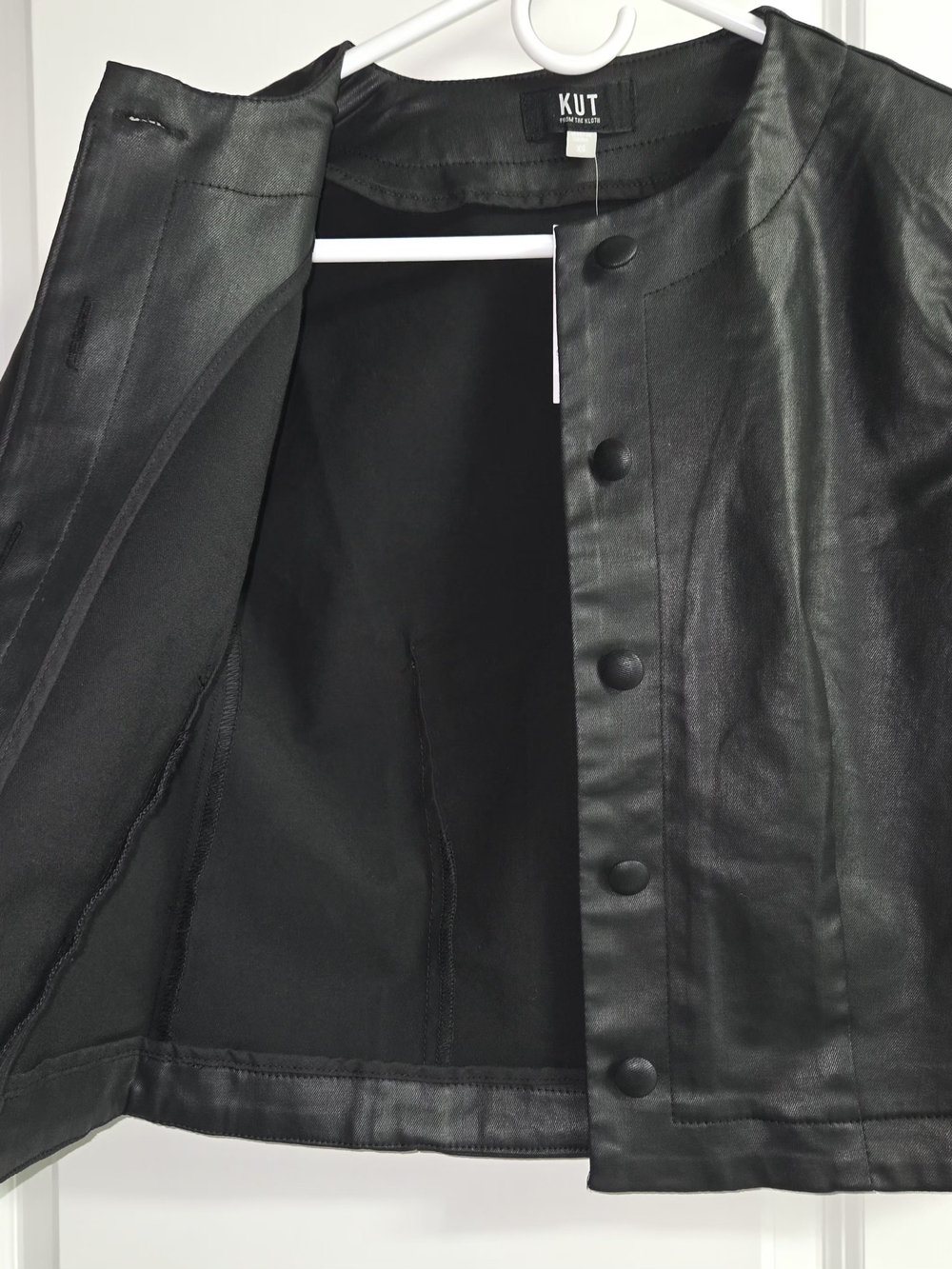 Kut from the Kloth Black Coated Button-Front Top - Picture 5 of 6